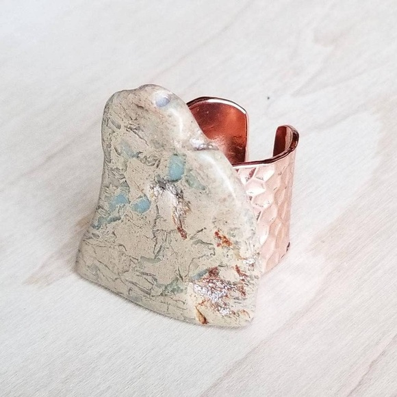 Chunky Aqua Terra Slab on Cuff Ring - Picture 4 of 4